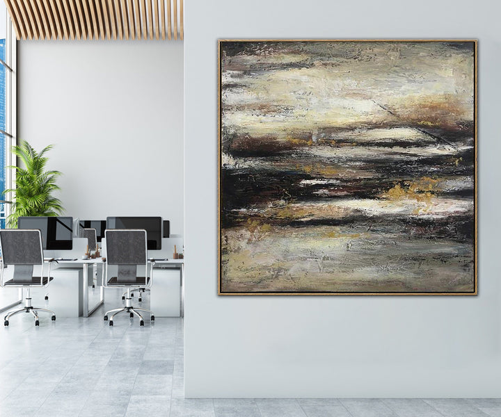 Extra Large Original Oil Paintings Abstract Black Art Canvas Contemporary Art Acrylic Painting Contemporary Fine Art Wall Decor | STORM IN THE OCEAN