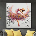 Large Abstract Ballerina Painting Framed Wall Art Dancing Girl Oil Painting Modern Painting Canvas Impasto Painting | BALLERINA LILIANA