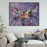 Original Violet Paintings On Canvas Abstract Vivid Painting Heavy Textured Artwork Contemporary Handmade Painting for Fireplace Wall Decor | VIOLET SPLASH