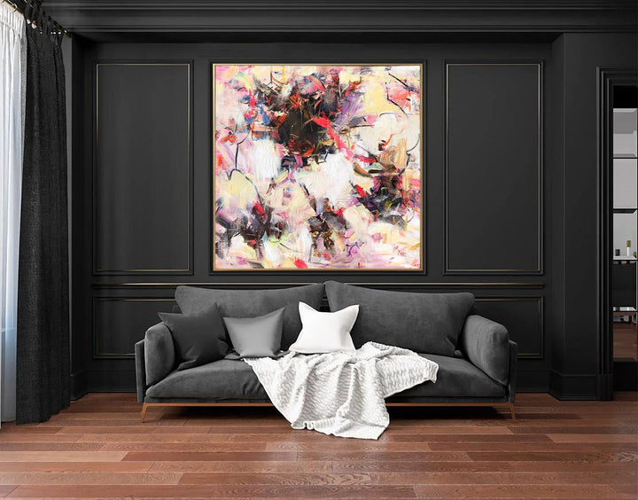 Extra Large Original Beige Paintings On Canvas Modern Colorful Expressionism Art Textured Painting Hand Painted Art For Indie Room | UNIVERSE 50"x50" - Trend Gallery Art | Original Abstract Paintings