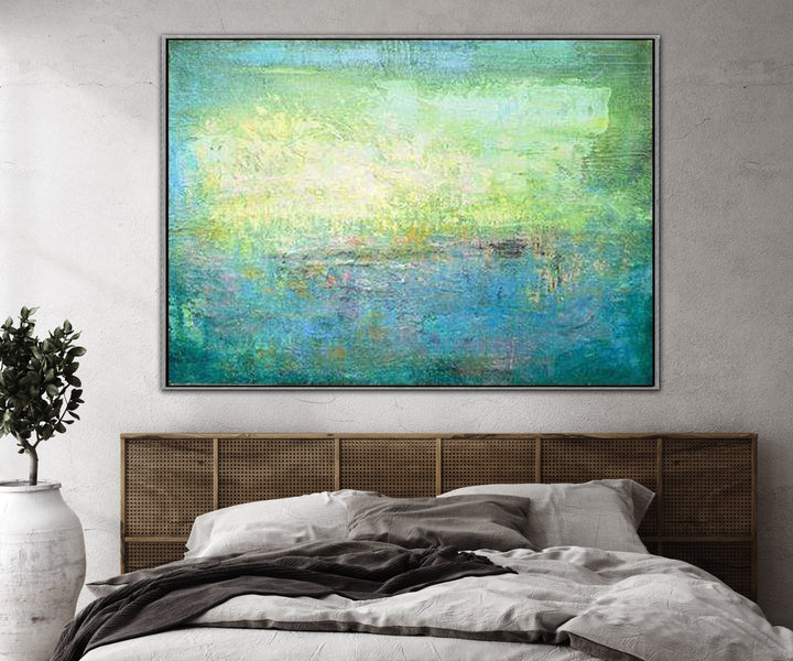 Acrylic Painting On Canvas Blue Abstract Turquoise Art Contemporary Wall Art | TURQUOISE MEADOW - trendgallery.ca