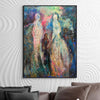 Large Abstract Figurative Canvas Painting in Blue, Red and Green Colors Original Abstract Human Fine Art | FAMILY UNITY - trendgallery.ca