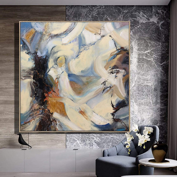 Original Abstract Expressionist Painting On Canvas Pastel Color Wall Art Abstract Fine Art Acrylic Beige Artwork | SKY HAVEN - trendgallery.ca