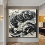 Extra Large Abstract Black And White Painting Gray Original Oil Wall Art | EMERGENCE