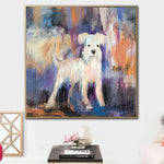 Abstract Schnauzer Painting on Canvas Animal Wall Art Vivid Artwork Dog Painting 40x40 Art Pet Painting Wall Decor | MINIATURE SCHNAUZER