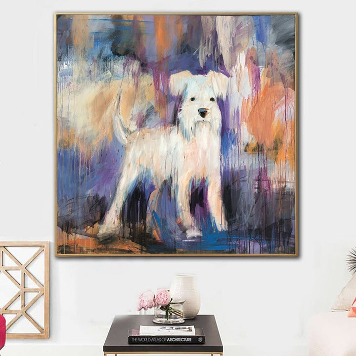 Abstract Schnauzer Painting on Canvas Animal Wall Art Vivid Artwork Dog Painting 40x40 Art Pet Painting Wall Decor | MINIATURE SCHNAUZER - trendgallery.ca