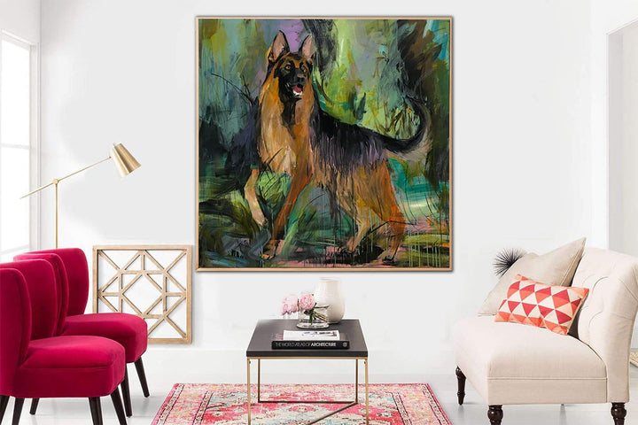 SHEPHERD ON A WALK 50"x50"