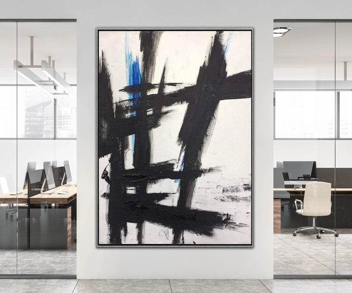 Original Oil Abstract Black And White Painting Textured Wall Art Franz Kline style | THE MIND'S POWER - trendgallery.ca