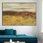 Extra Large Abstract Landscape Oil Paintings On Canvas Textured Expressionist Painting In Yellow, Red and Beige Colors Modern Art Wall Decor | FAUNA