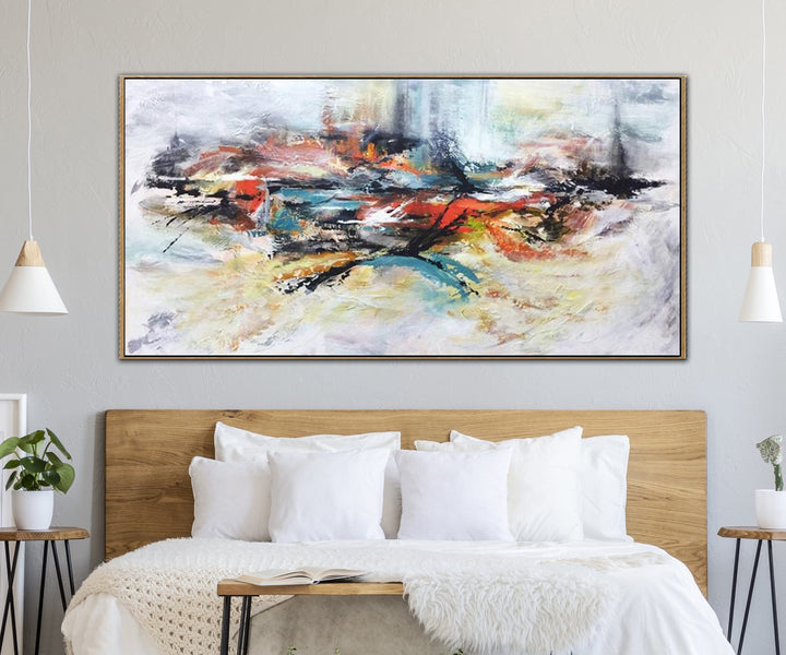 Large Abstract Painting Original Colorful Wall Art White Painting Red Abstract Art Canvas | FLORA - trendgallery.ca