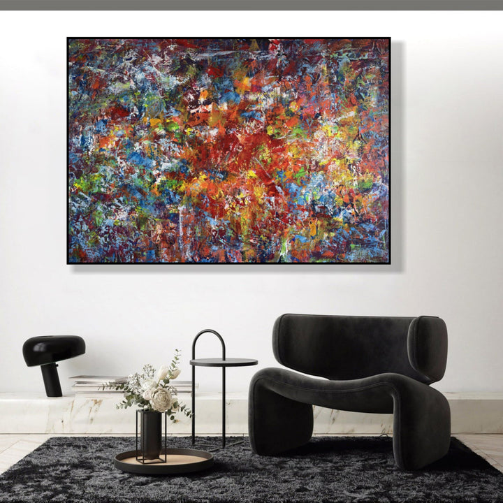 Abstract Colorful Paintings On Canvas, Original Textured Painting, Expressionist Custom Oil Painting, Handmade Artwork for Home Decor | CONFLAGRATION