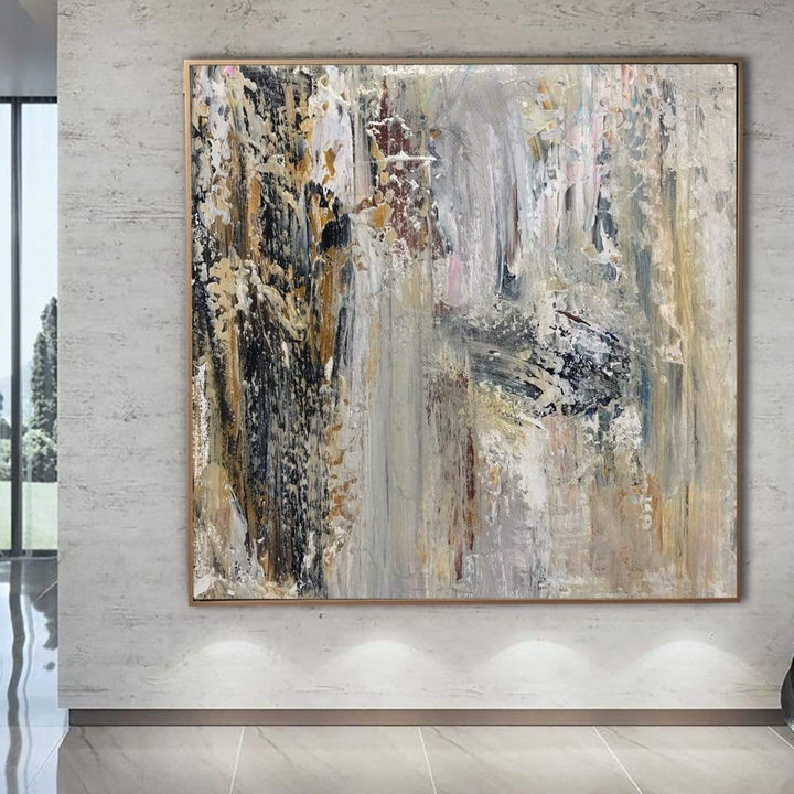 Large Abstract Beige Painting Original Gray Painting Abstract Oil Painting Acrylic Painting Extra Large Wall Decor | SALTED CARAMEL