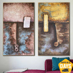 Large Abstract Set Of 2 Paintings On Canvas Modern Rich Textured Painting Original Oil Painting | ALLURING DUST 2P 41.3"x47.2"