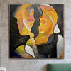 Large Abstract Orange Acrylic Painting Figurative Art Faces Abstract Painting On Canvas Luxury Painting Modern Wall Decor | A CROWD OF STRANGERS - trendgallery.ca