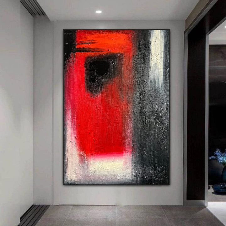 Large Red And Black Paintings On Canvas, Modern Wall Art, Housewarming Gift, Original Abstract Acrylic Painting For Office Wall Decor | ROSONERO