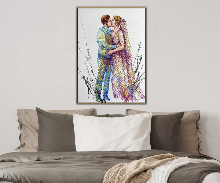 Newlyweds Abstract Artwork Large Wedding Couple Painting Newlyweds Oil Painting Original Wedding Painting Oil Artwork |  WEDDING KISS
