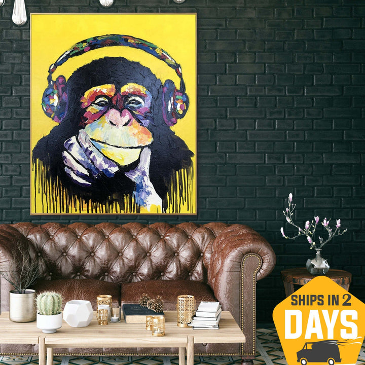 Original Abstract Colorful Monkey Paintings on Canvas Animal Textured Impasto Painting Oil Painting | YOUR VIBE 31.5"x25.6"