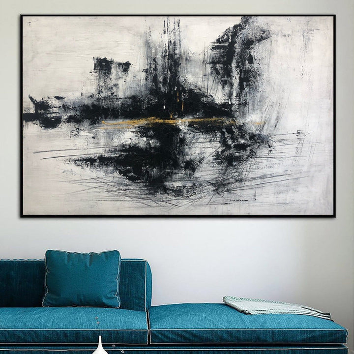 Black And White Abstract Painting Luxury Painting Large Wall Art Original Unique Painting Office Decor Acrylic Art | LEISURE COLORS