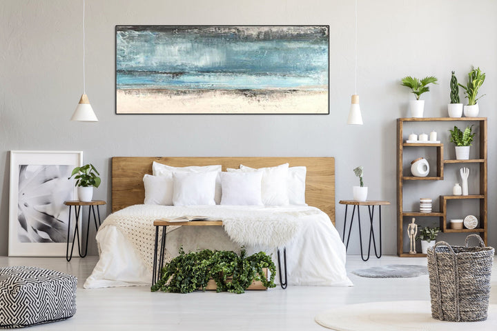 Extra Large Abstract Seaside Paintings On Canvas Modern Blue Landscape Painting Handmade Fine Art Contemporary Painting | SEA BEACH