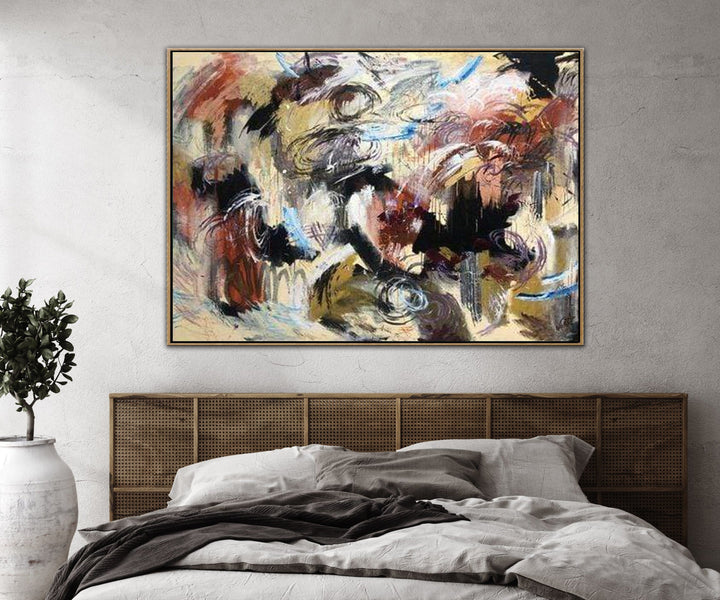 Oversize Colorful Paintings On Canvas Beige Abstract Wall Art Contemporary Art Wall Decor | RIOT COLORS - trendgallery.ca