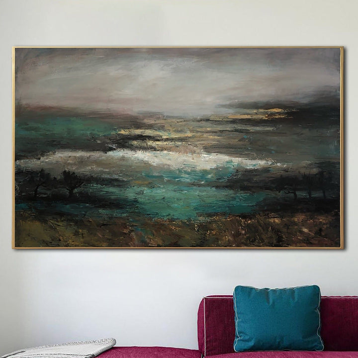 Large Abstract Landscape Paintings On Canvas Expressionist Art Modern Nature Art Hand Painted Artwork Textured Painting | NIGHT BEACH