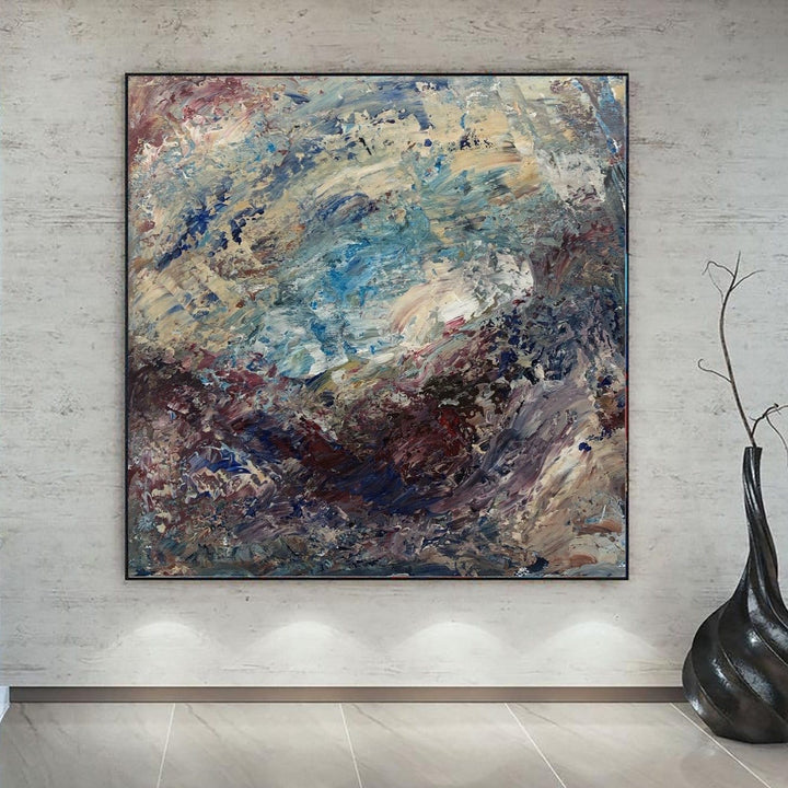 Abstract Painting Canvas Colorful Wall Art Abstract Cliff Art Painting Palette Knife Art Contemporary Wall Art Luxury Painting | SEASHORE CLIFF - trendgallery.ca