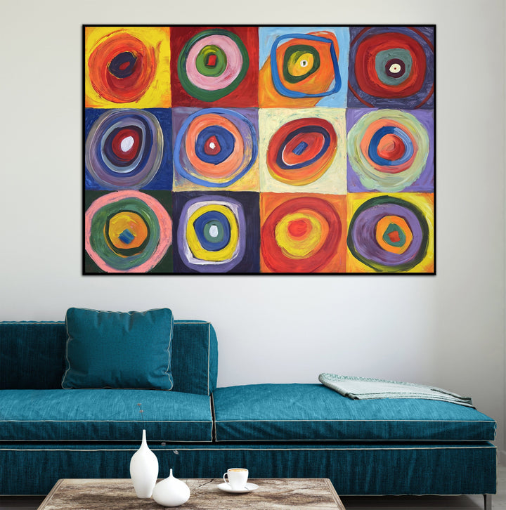 Abstract Circles Modern Colorful Art Kandinsky Style Colored Shapes Paintings On Canvas for Room | PLANETS COLOR