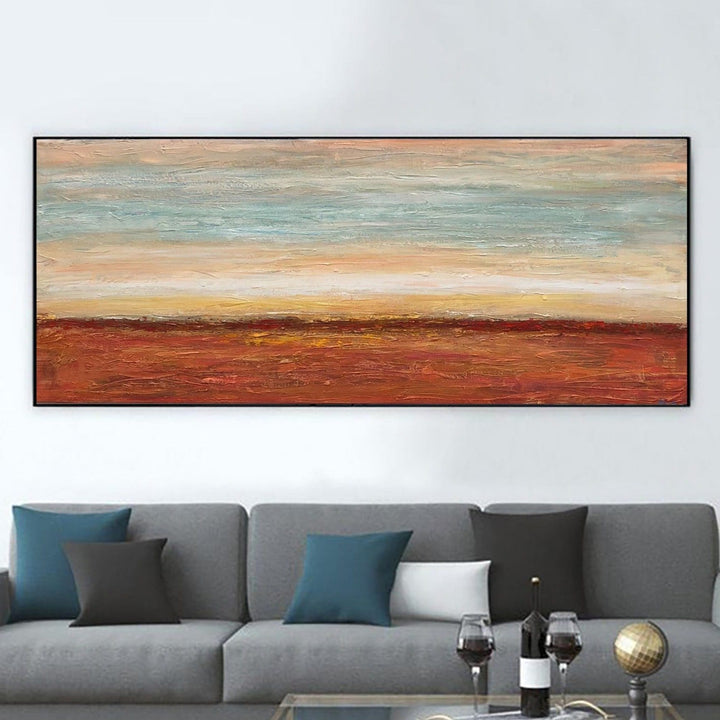 Large Abstract Autumn Landscape Painting on Canvas Modern Sunset Wall Art Original Oil Painting Contemporary Wall Art for Indie Decor | ORANGE SUNSET - trendgallery.ca