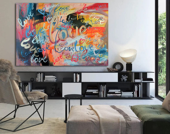 Abstract Colorful Paintings On Canvas Love Fine Art Graffiti Style Painting Vivid Textured Painting Modern Wall Art Stand with Ukraine Art | VIVID LOVE - trendgallery.ca