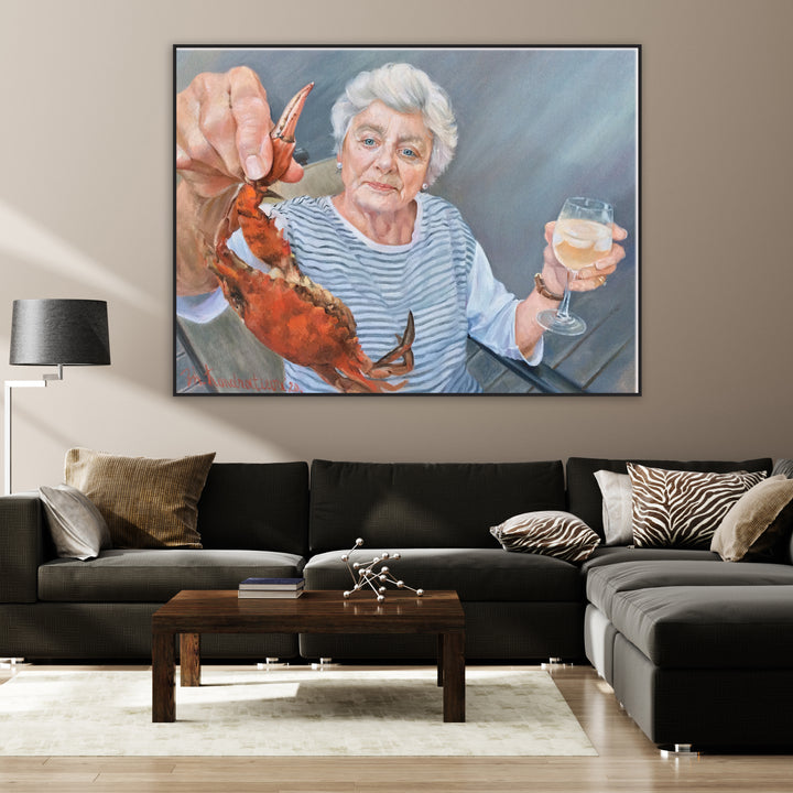 Abstract Woman and Crab Paintings from Photo Original Wall Art Grandmother Decor for Living Room | PAINTING FROM PHOTO #64