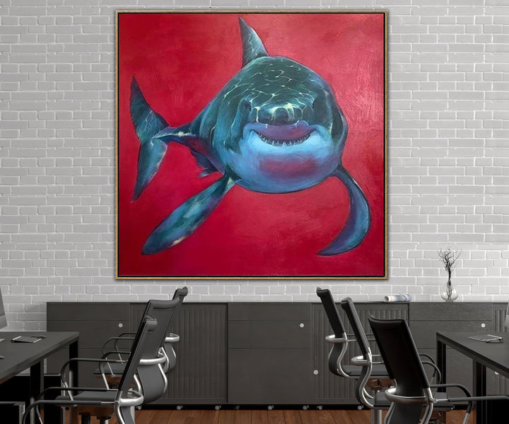 Original Shark Painting Modern Shark Painting Figurative Painting Contemporary Shark Artwork | SHARK