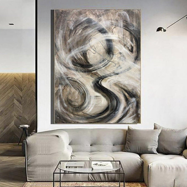 Large Painting On Canvas Oversize Black And White Abstract Painting Abstract Wall Painting Modern Abstract Painting Decor | DESERT BLIZZARD - trendgallery.ca