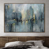 Extra Large Wall Art Blue Paintings On Canvas Abstract Painting Modern Painting Acrylic Framed Wall Art Wall Decorations | RAINY EVENING - trendgallery.ca