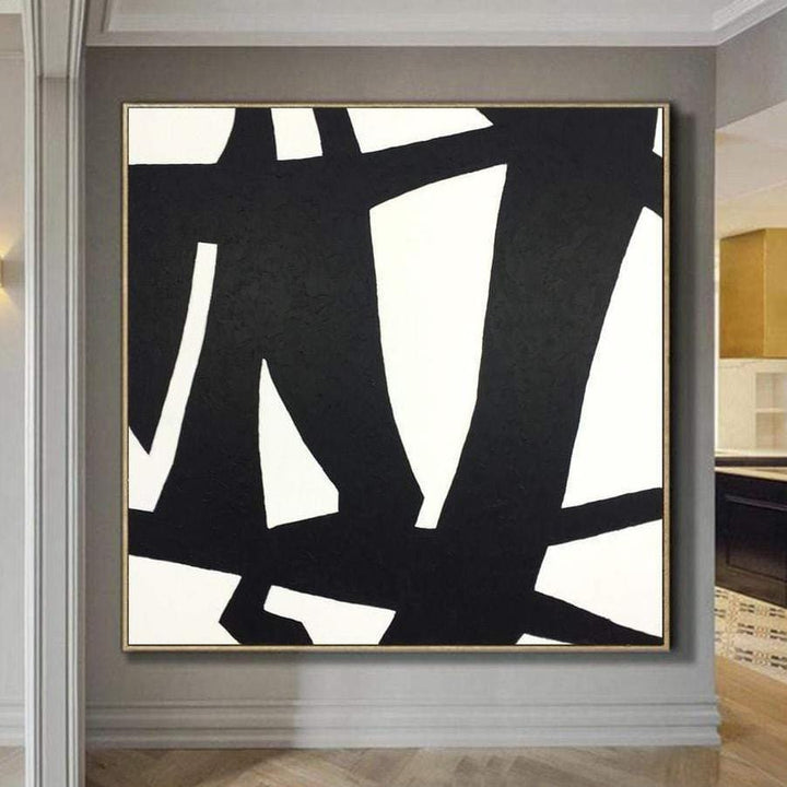 Large Abstract Art Hand Art Black Canvas Art White Franz Kline style | ROAD OF CHANGE - trendgallery.ca