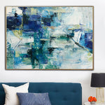 Original Abstract Blue Paintings On Canvas Acrylic Expressionist Art Modern Textured Wall Art Handmade Painting | ICE CUBES