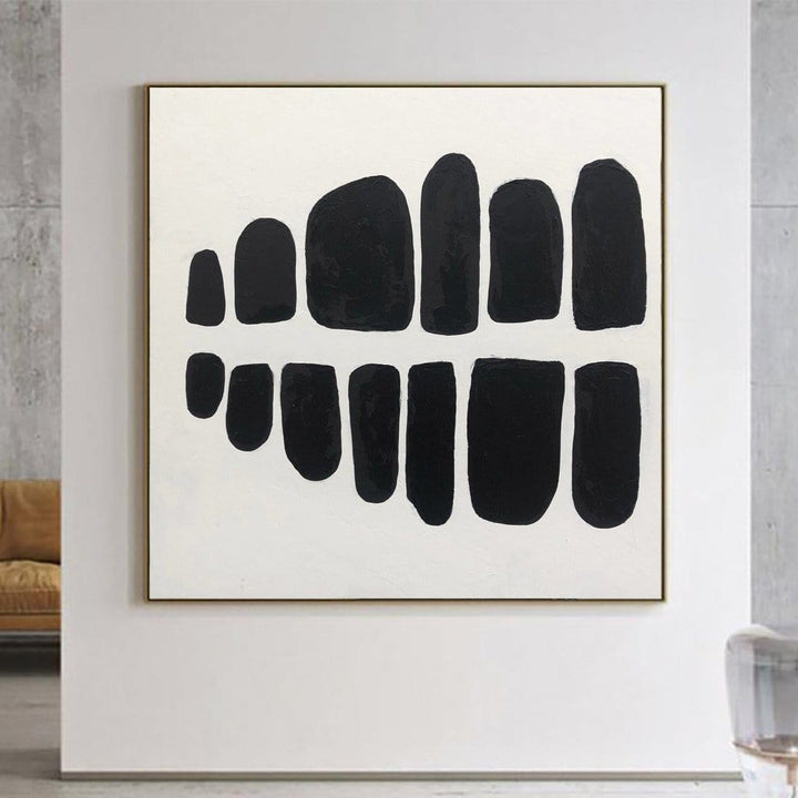 Black And White Art Abstract Minimalist Paintings On Canvas Stones Art Textured Painting Modern Hand Painted Wall Decor | COME TO LIGHT - trendgallery.ca