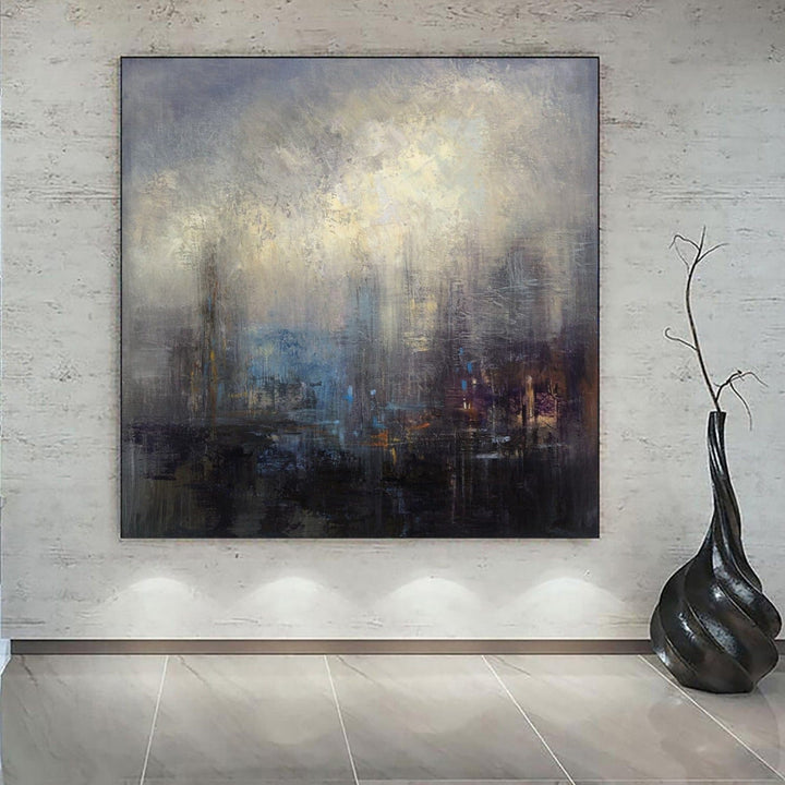 Abstract Painting on Canvas Dark Wall Art Heavy Textured Artwork Original Oil Painting Contemporary Wall Art for Indie Room Decor | GLIMPSES OF THE SUN - trendgallery.ca