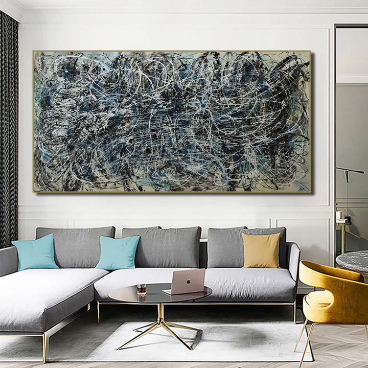 Abstract Colorful Jackson Pollock Style Oil Paintings Modern Wall Art for Living Room Decor | DISTURBANCE - trendgallery.ca