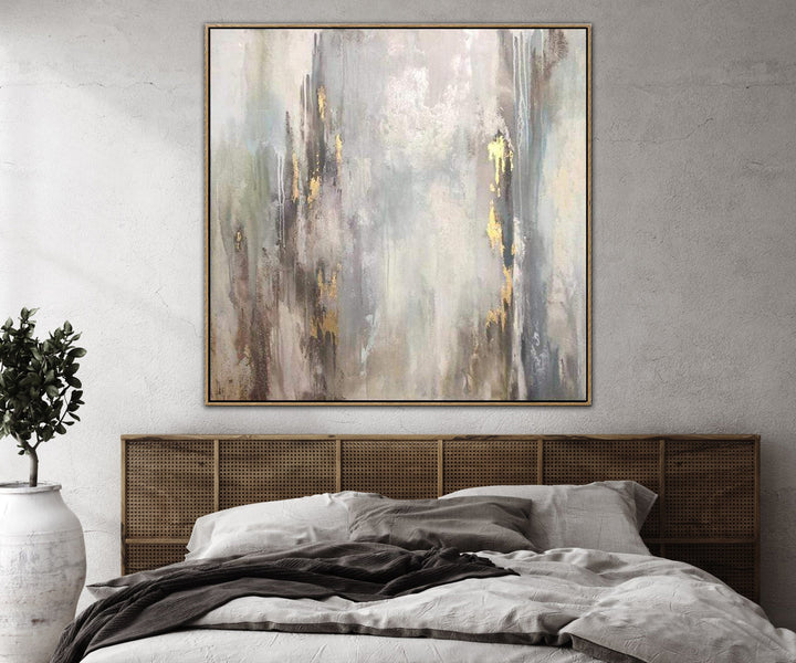 Abstract Oil Painting Oversized Painting Gray Painting Gold Leaf Painting | SPRING THAW - trendgallery.ca