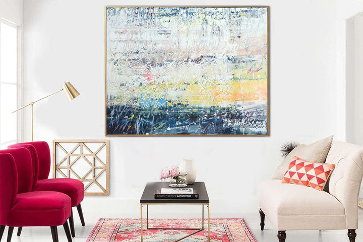 Large Abstract Colorful Painting On Canvas mixed Media Beige Textured Painting Expressionist Art Oil Painting | ASSOCIATION 160 37.40"x47.24" - Trend Gallery Art | Original Abstract Paintings
