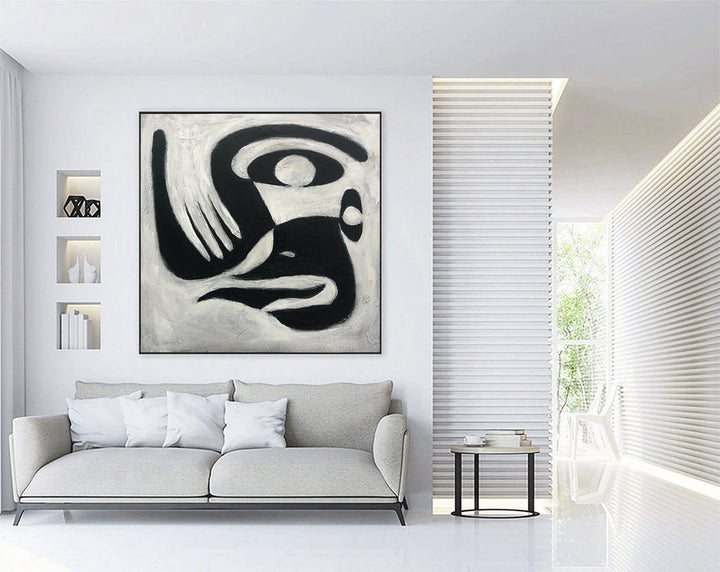 Abstract Face Painting Figurative Art Abstract Black and White Artwork Painting Wall Art Contemporary Art Bedroom Decor | HUMAN SHAPE