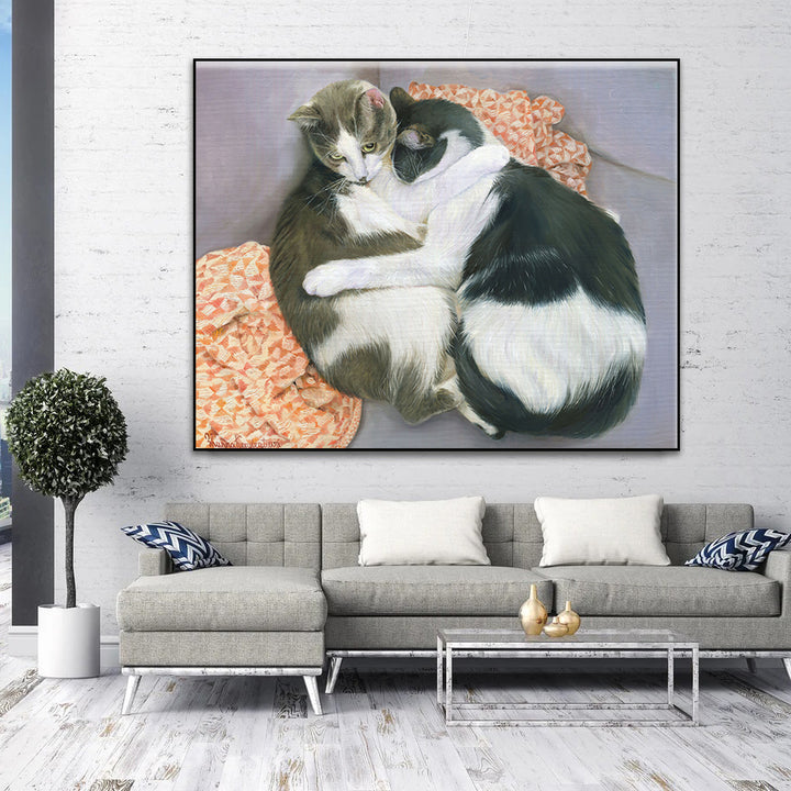 Original Cats Portrait from Photo Pets Abstract Acrylic Painting for Bedroom Decor | PAINTING FROM PHOTO #66