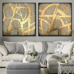 Abstract Acrylic Painting On Canvas Set Of 2 Gold Leaf Paintings Original Wall Art | GLORY GATE
