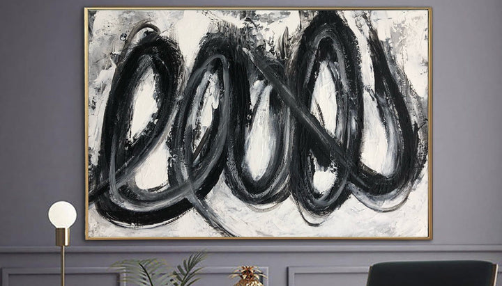Abstract Spiral Painting Black And White Paintings On Canvas 30x40 Oil Painting Aesthetic Fine Art Modern Art Loop Wall Art for Living Room | SPIRAL - trendgallery.ca