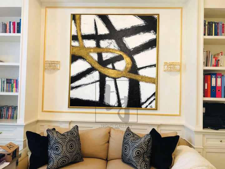 Black Painting White Painting Gold Painting Abstract Original Painting On Canvas | TIME LOOP - trendgallery.ca