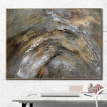 Abstract Oil Painting Canvas Brown Wall Art Gold Leaf Artwork Heavy Textured Art Monochrome Wall Art Commission Painting for Living Room | BRONZE AGE