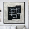 Abstract Black And White Paintings On Canvas Maze Painting Original Textured Wall Art Modern Oil Hand Painted Art | DARK MAZE - trendgallery.ca