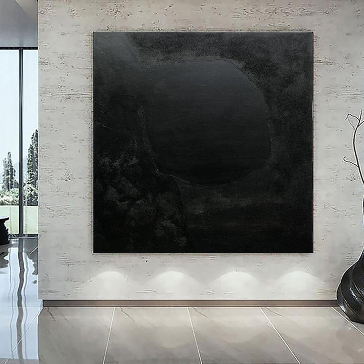 Large Abstract Painting Canvas Black Wall Art Framed Abstract Painting Original Canvas Office Decor Oversized Frame Wall Art Canvas Artwork | DARK DEPTH - trendgallery.ca