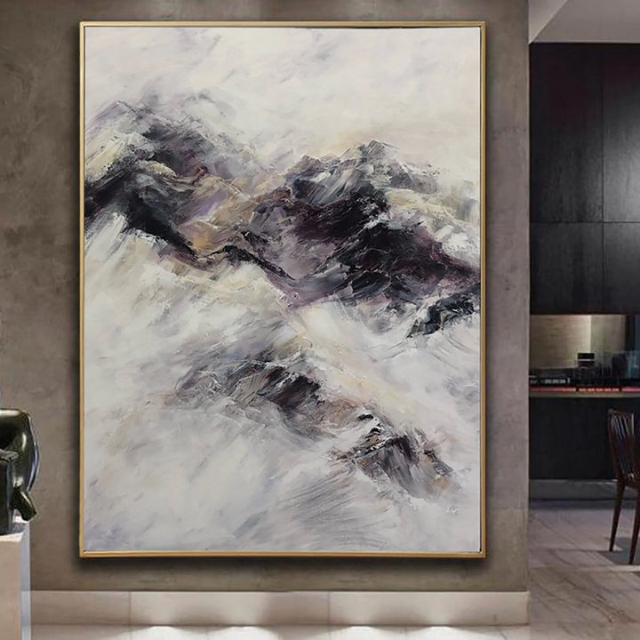 Large Abstract Beige Canvas Art White Painting Gray Painting Art Modern Art Canvas Painting Abstract Palette Knife Art | MAJESTIC MOUNTAINS - trendgallery.ca