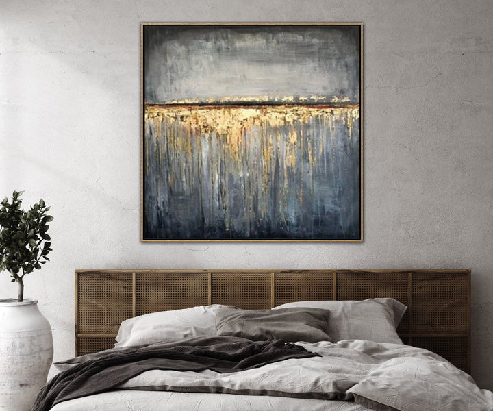 Large Original Abstract Oil Painting Modern Wall Art Contemporary Wall Decor | GOLD RAIN - trendgallery.ca
